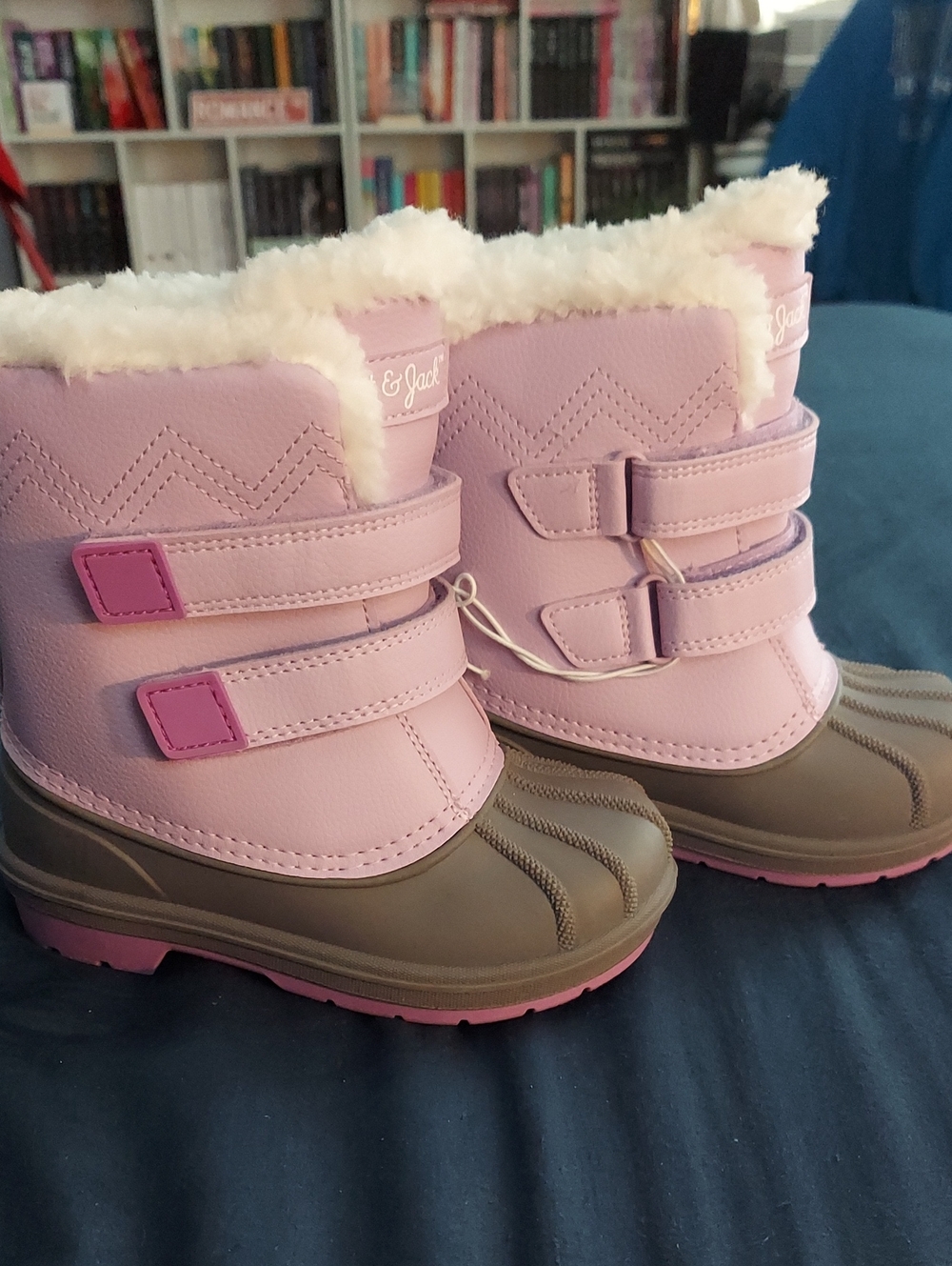 Purple Kids Winter Boots with White Faux-Fur Trim